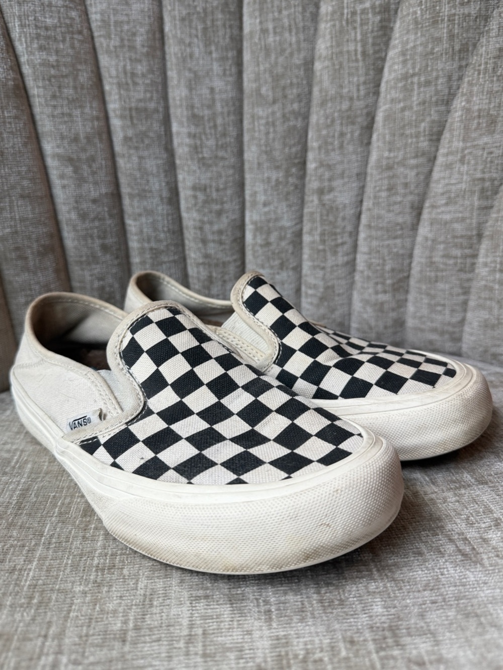 Vans Slip-On Checkerboard Canvas Sneakers - Black & White